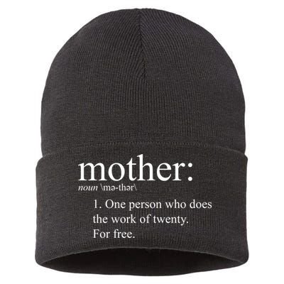 Mother Definition Works For Free Gift For Mom Sustainable Knit Beanie