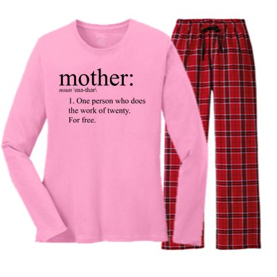 Mother Definition Works For Free Gift For Mom Women's Long Sleeve Flannel Pajama Set 