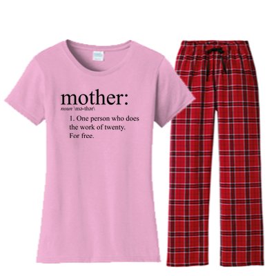 Mother Definition Works For Free Gift For Mom Women's Flannel Pajama Set