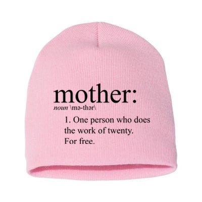 Mother Definition Works For Free Gift For Mom Short Acrylic Beanie