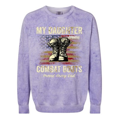 My Daughter Wears Combat Boots Proud Army Dad Veteran Day Colorblast Crewneck Sweatshirt