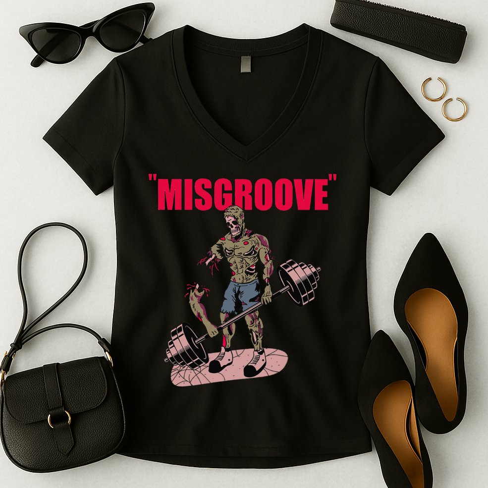 Misgroove Deadlift Weightlifting Bodybuilding Gym Fitness Women's V-Neck T-Shirt