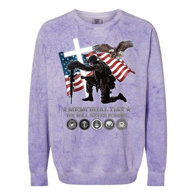 Memorial Day We Will Never Forget Colorblast Crewneck Sweatshirt