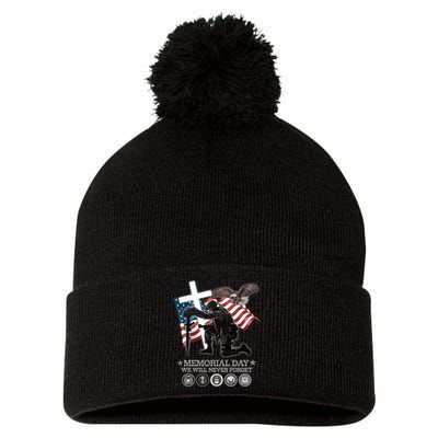 Memorial Day We Will Never Forget Pom Pom 12in Knit Beanie