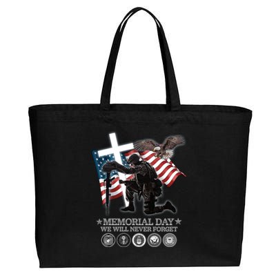 Memorial Day We Will Never Forget Cotton Canvas Jumbo Tote