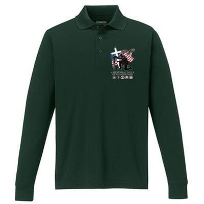 Memorial Day We Will Never Forget Performance Long Sleeve Polo