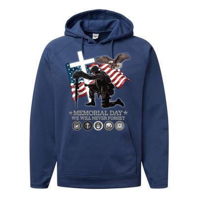 Memorial Day We Will Never Forget Performance Fleece Hoodie