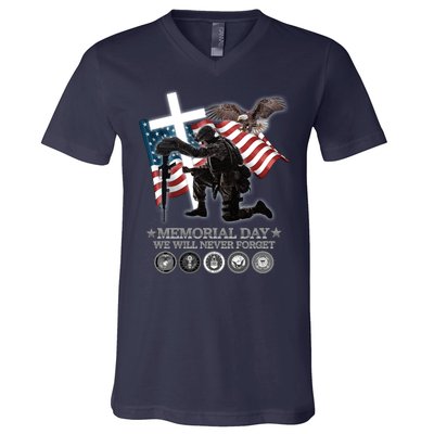 Memorial Day We Will Never Forget V-Neck T-Shirt