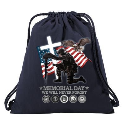 Memorial Day We Will Never Forget Drawstring Bag