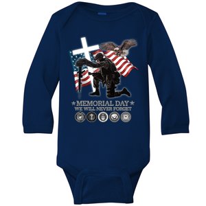 Memorial Day We Will Never Forget Baby Long Sleeve Bodysuit