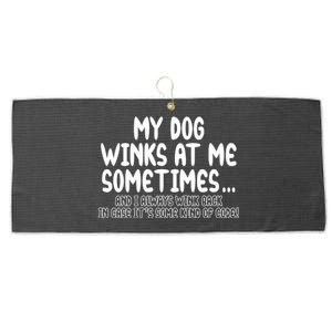 My Dog Winks At Me Funny Large Microfiber Waffle Golf Towel