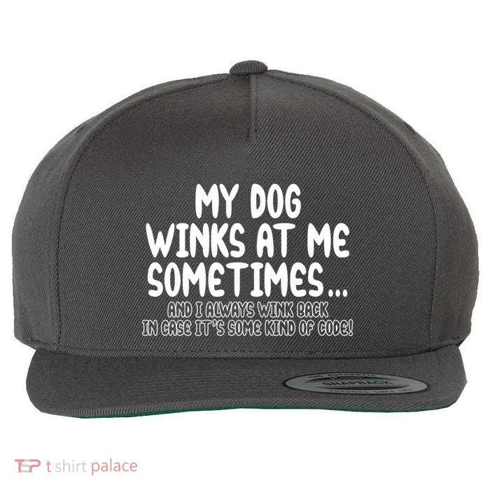 My Dog Winks At Me Funny Wool Snapback Cap