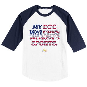 My Dog Watches Women.S Sports Usa Patriotic Stars & Stripes Premium Baseball Sleeve Shirt