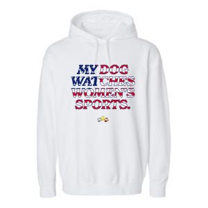 My Dog Watches Women.S Sports Usa Patriotic Stars & Stripes Premium Garment-Dyed Fleece Hoodie