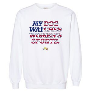 My Dog Watches Women.S Sports Usa Patriotic Stars & Stripes Premium Garment-Dyed Sweatshirt