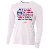 My Dog Watches Women.S Sports Usa Patriotic Stars & Stripes Premium Cooling Performance Long Sleeve Crew