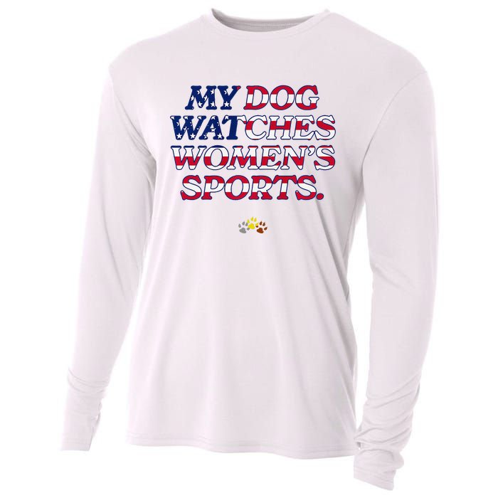 My Dog Watches Women.S Sports Usa Patriotic Stars & Stripes Premium Cooling Performance Long Sleeve Crew