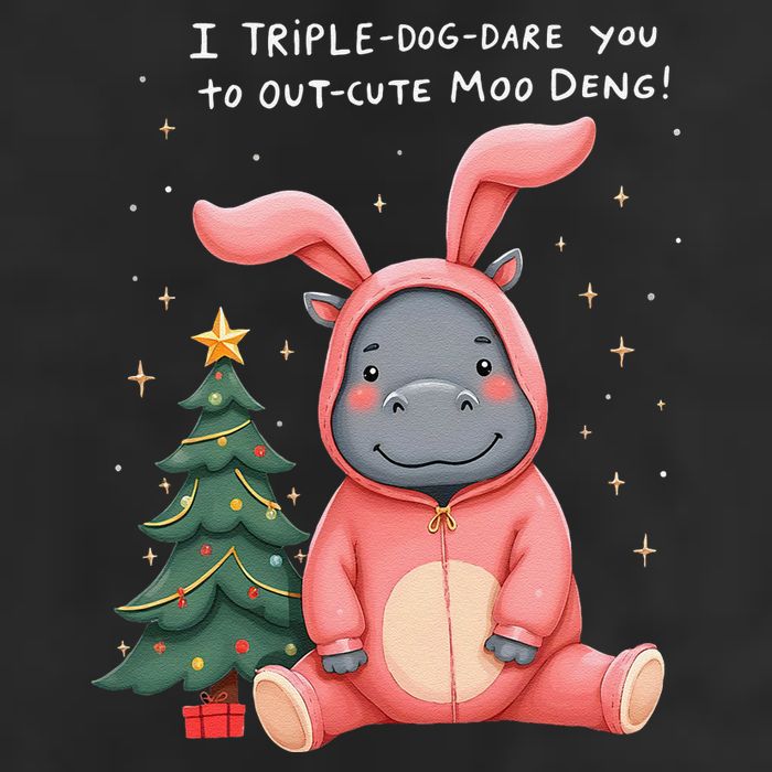 Moo Deng Xmas Story Pin.K Bunny Pajamas Garment-Dyed Fleece Hoodie