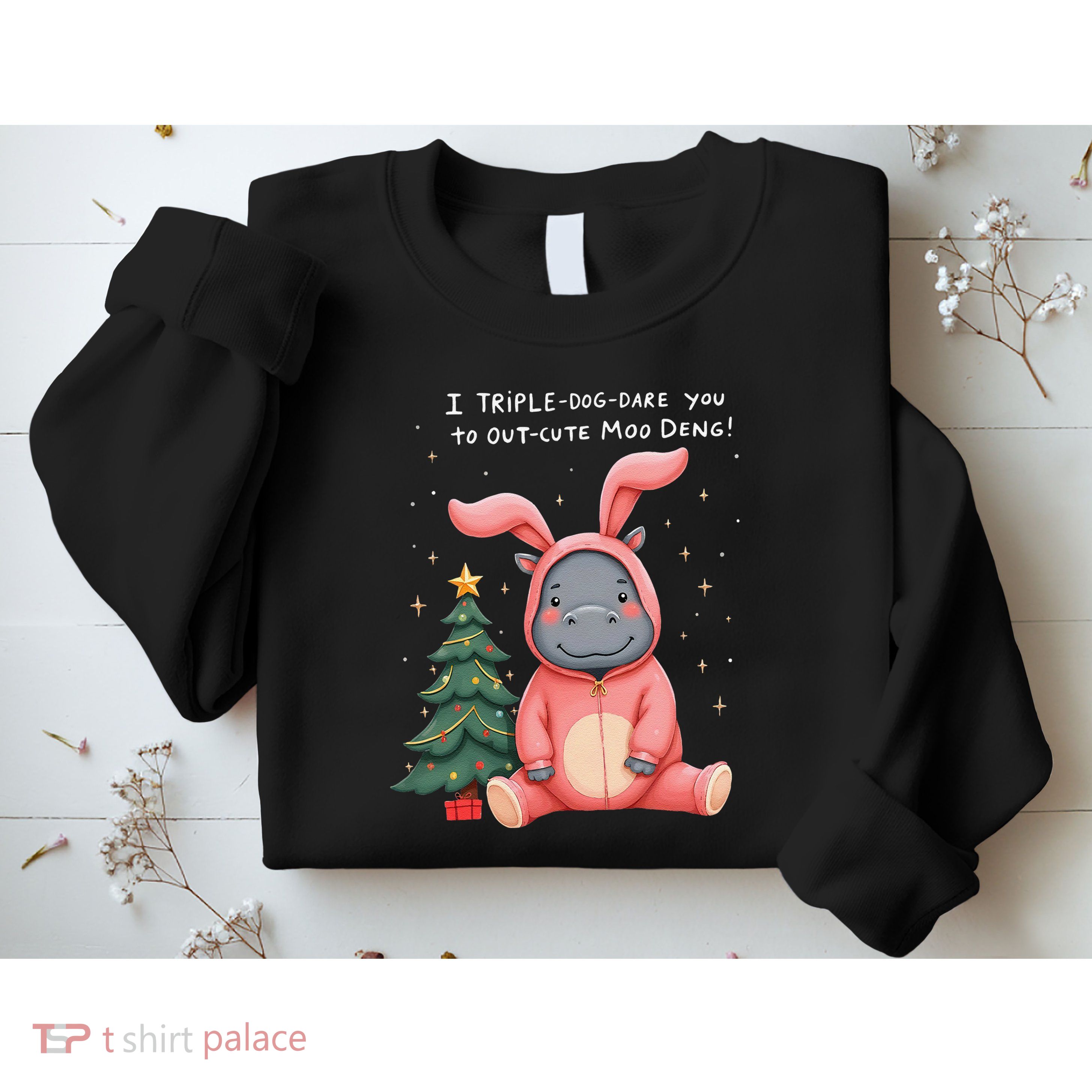 Moo Deng Xmas Story Pin.K Bunny Pajamas Sweatshirt