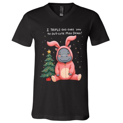 Moo Deng Xmas Story Pin.K Bunny Pajamas V-Neck T-Shirt