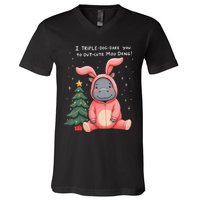 Moo Deng Xmas Story Pin.K Bunny Pajamas V-Neck T-Shirt