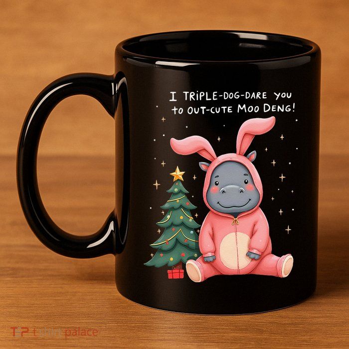 Moo Deng Xmas Story Pin.K Bunny Pajamas 11oz C Handle Ceramic Mug