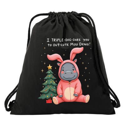 Moo Deng Xmas Story Pin.K Bunny Pajamas Drawstring Bag