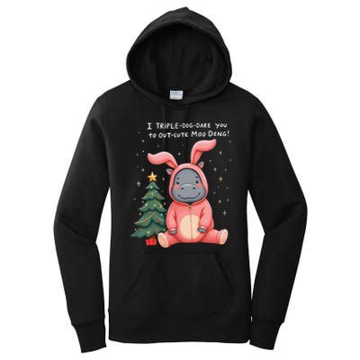 Moo Deng Xmas Story Pin.K Bunny Pajamas Women's Pullover Hoodie