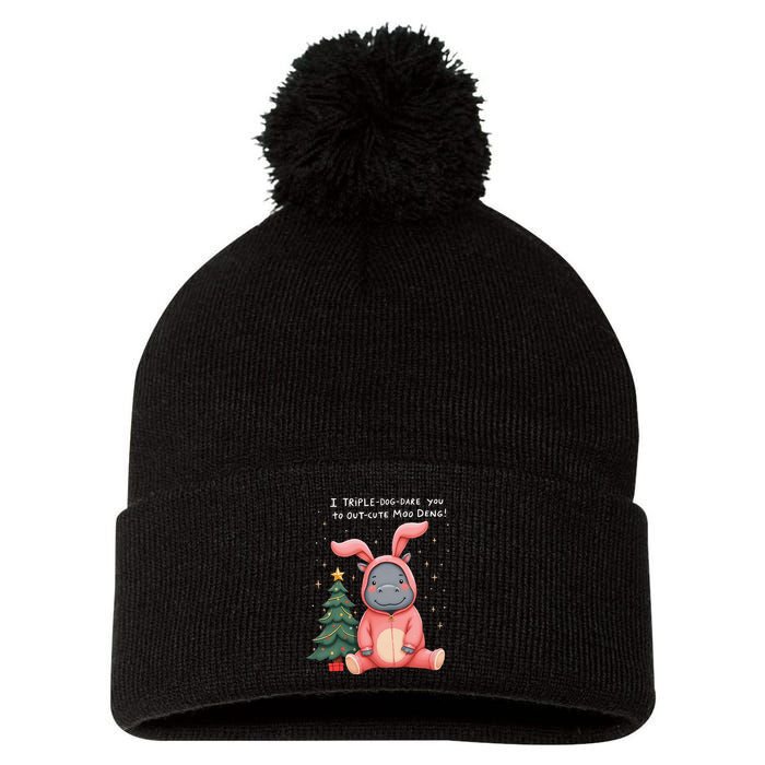Moo Deng Xmas Story Pin.K Bunny Pajamas Pom Pom 12in Knit Beanie