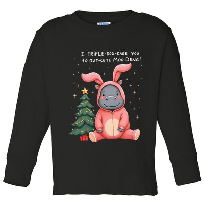 Moo Deng Xmas Story Pin.K Bunny Pajamas Toddler Long Sleeve Shirt