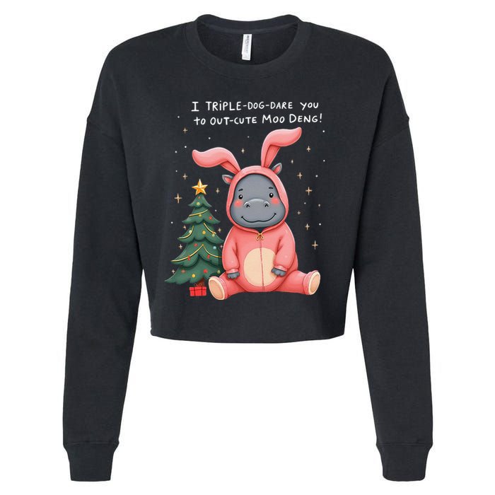 Moo Deng Xmas Story Pin.K Bunny Pajamas Cropped Pullover Crew