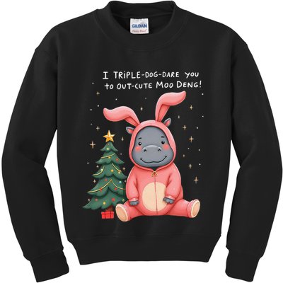 Moo Deng Xmas Story Pin.K Bunny Pajamas Kids Sweatshirt