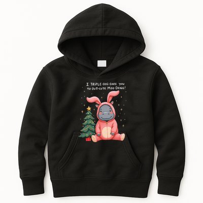 Moo Deng Xmas Story Pin.K Bunny Pajamas Kids Hoodie