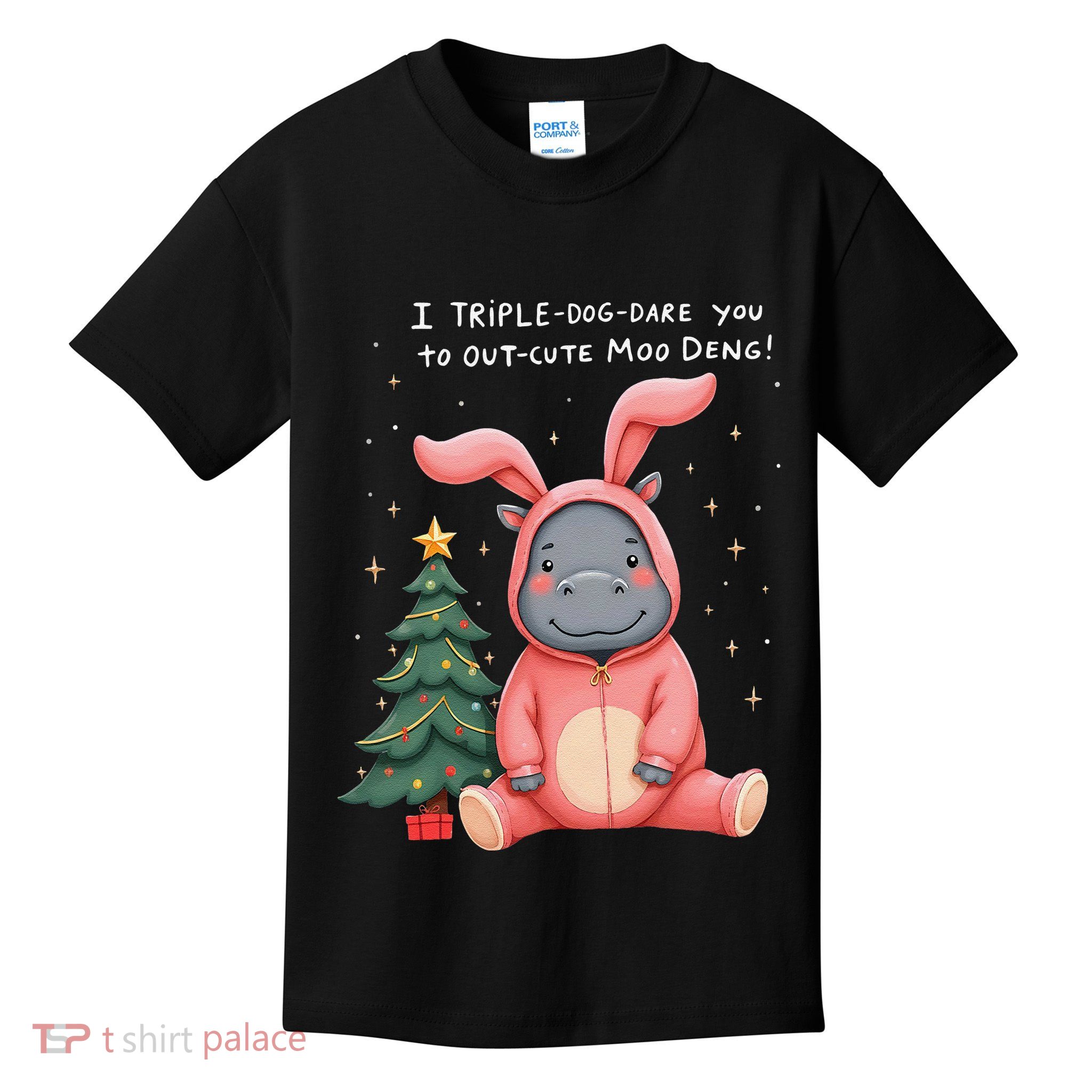 Moo Deng Xmas Story Pin.K Bunny Pajamas Kids T-Shirt