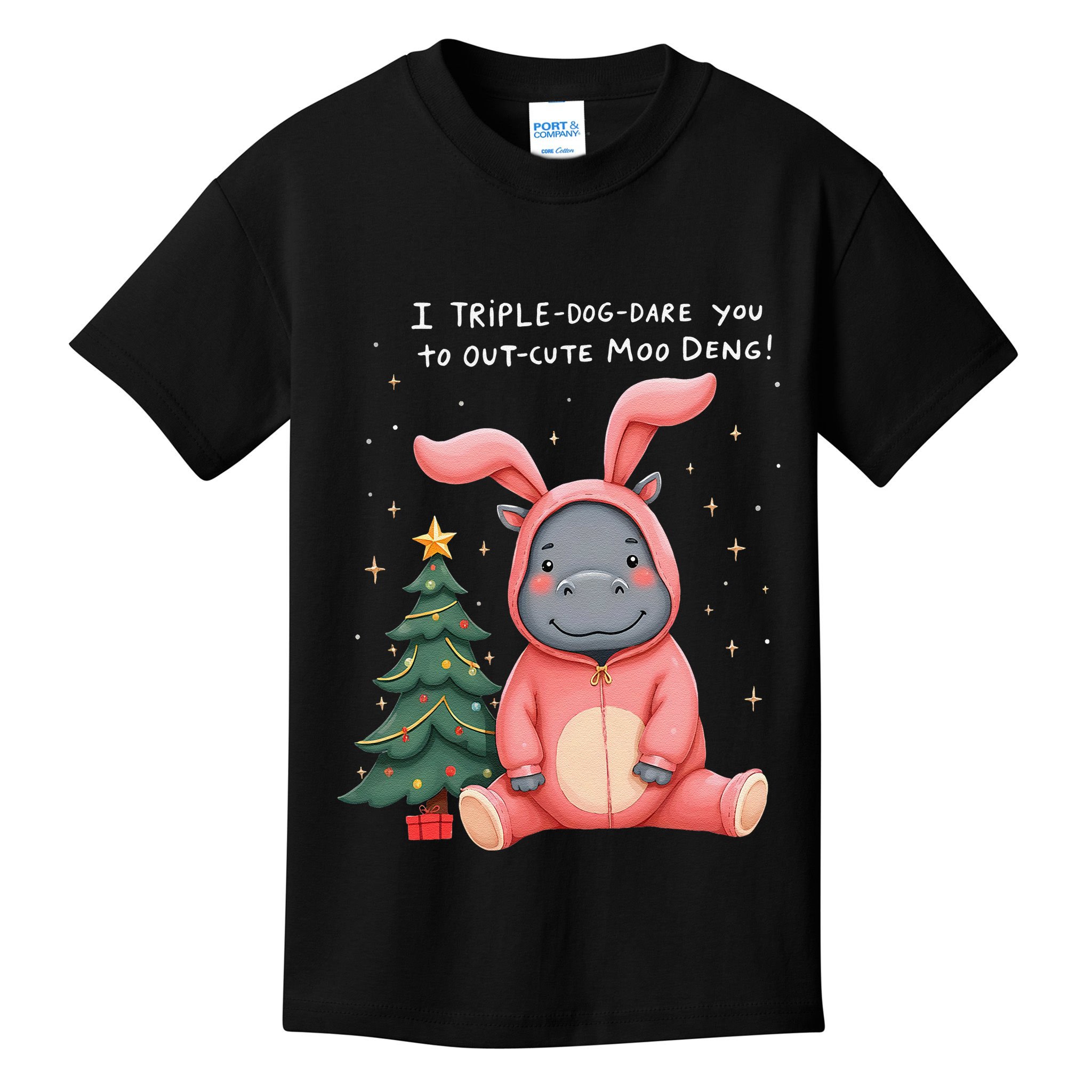 Moo Deng Xmas Story Pin.K Bunny Pajamas Kids T-Shirt