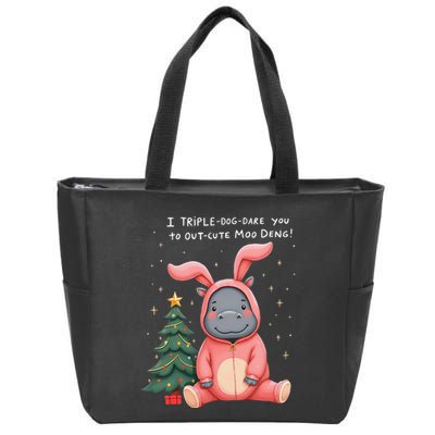Moo Deng Xmas Story Pin.K Bunny Pajamas Zip Tote Bag