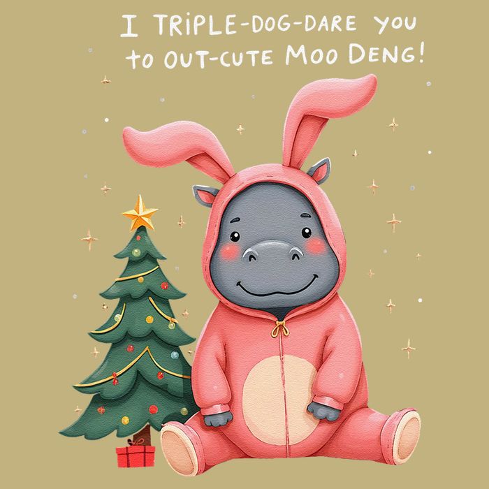 Moo Deng Xmas Story Pin.K Bunny Pajamas Sustainable Beanie
