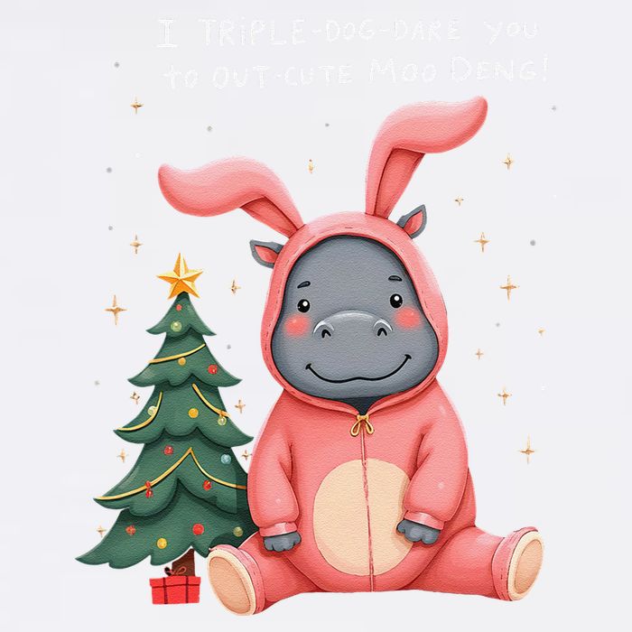 Moo Deng Xmas Story Pin.K Bunny Pajamas Garment-Dyed Sweatshirt