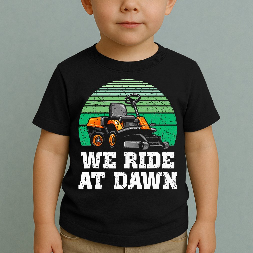 Mowing Dad Yard Work We Ride At Dawn Lawnmower Toddler T-Shirt