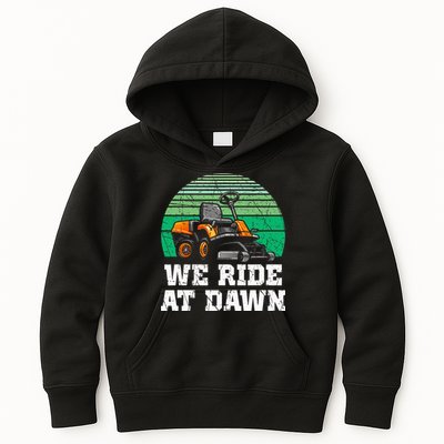 Mowing Dad Yard Work We Ride At Dawn Lawnmower Kids Hoodie