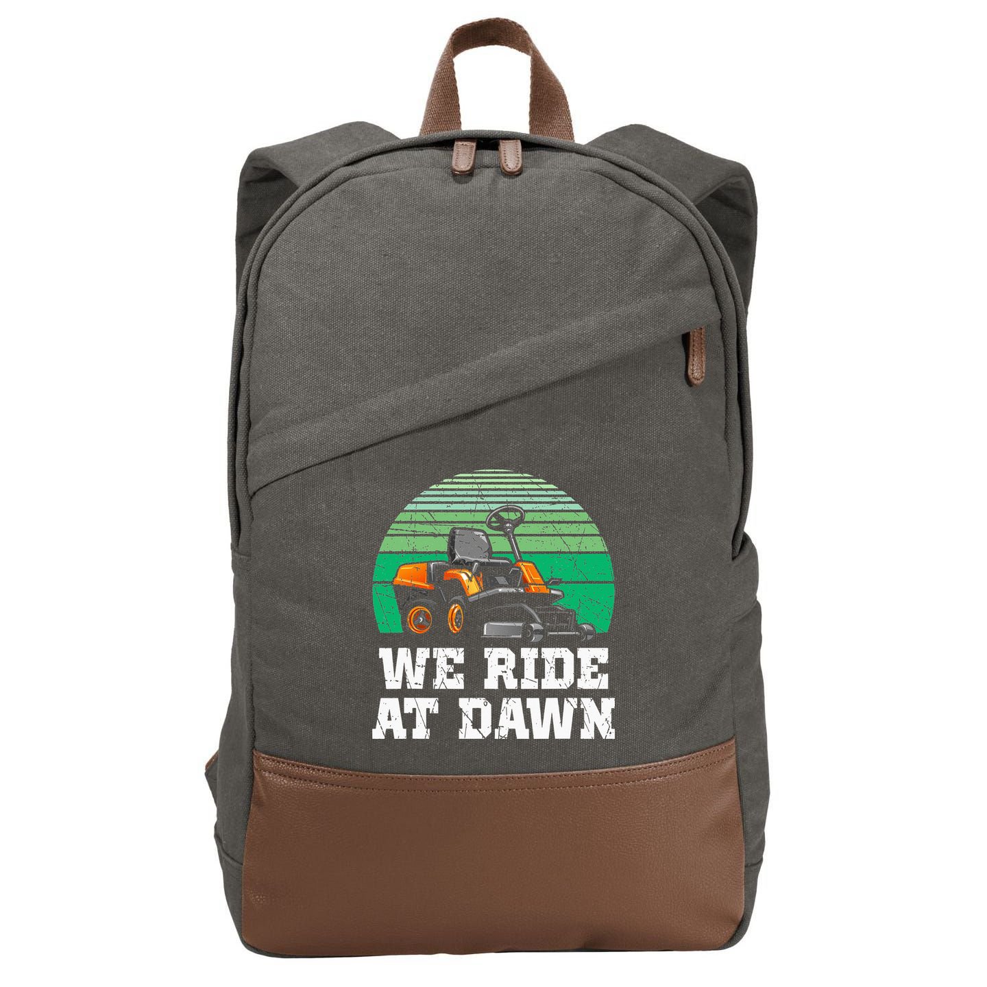 Mowing Dad Yard Work We Ride At Dawn Lawnmower Cotton Canvas Backpack