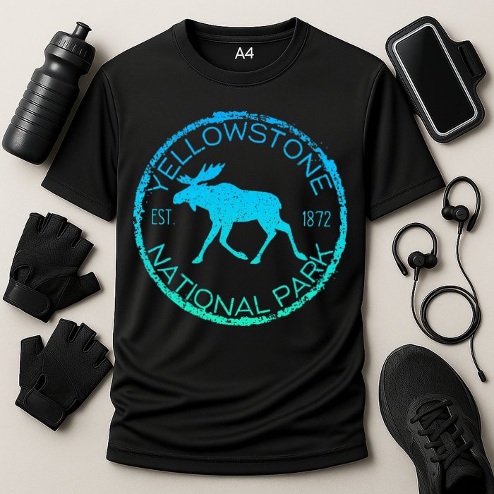 Moose Design Yellowstone National Park Souvenir HikerS Cooling Performance Crew T-Shirt