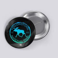 Moose Design Yellowstone National Park Souvenir HikerS Button