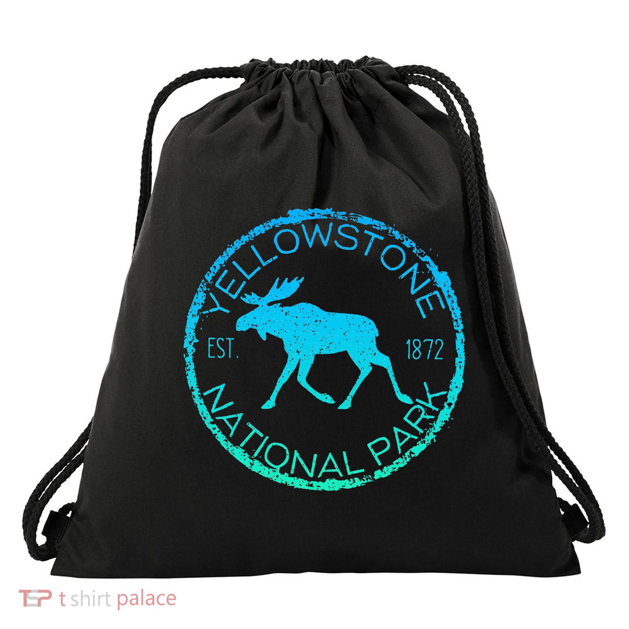 Moose Design Yellowstone National Park Souvenir HikerS Drawstring Bag