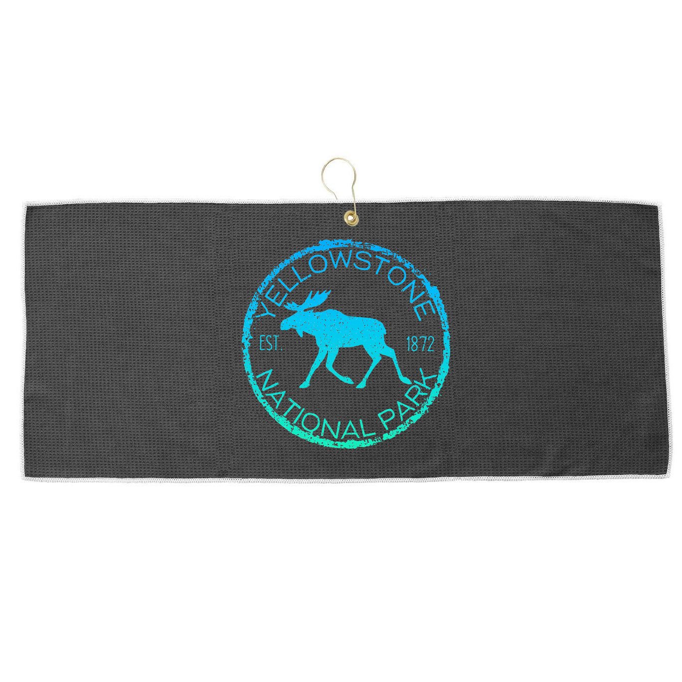 Moose Design Yellowstone National Park Souvenir HikerS Large Microfiber Waffle Golf Towel