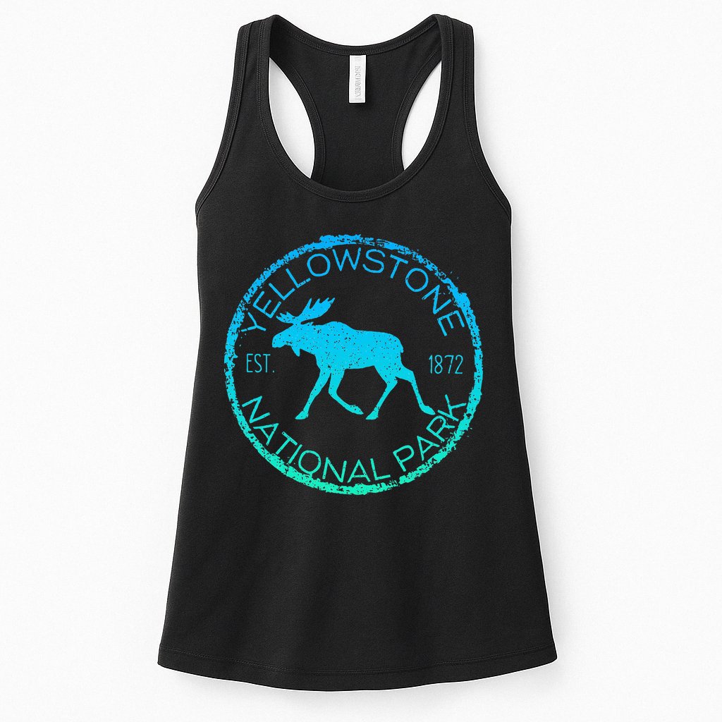 Moose Design Yellowstone National Park Souvenir HikerS Womens Tank Top