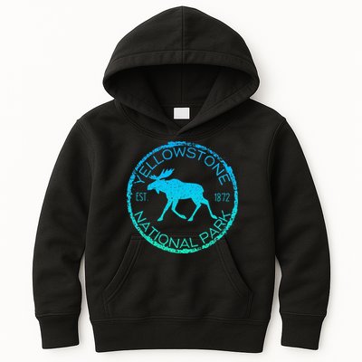 Moose Design Yellowstone National Park Souvenir HikerS Kids Hoodie