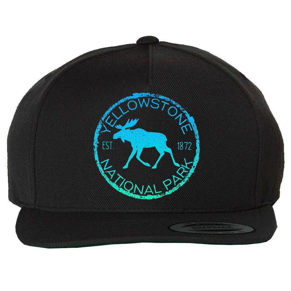 Moose Design Yellowstone National Park Souvenir HikerS Wool Snapback Cap
