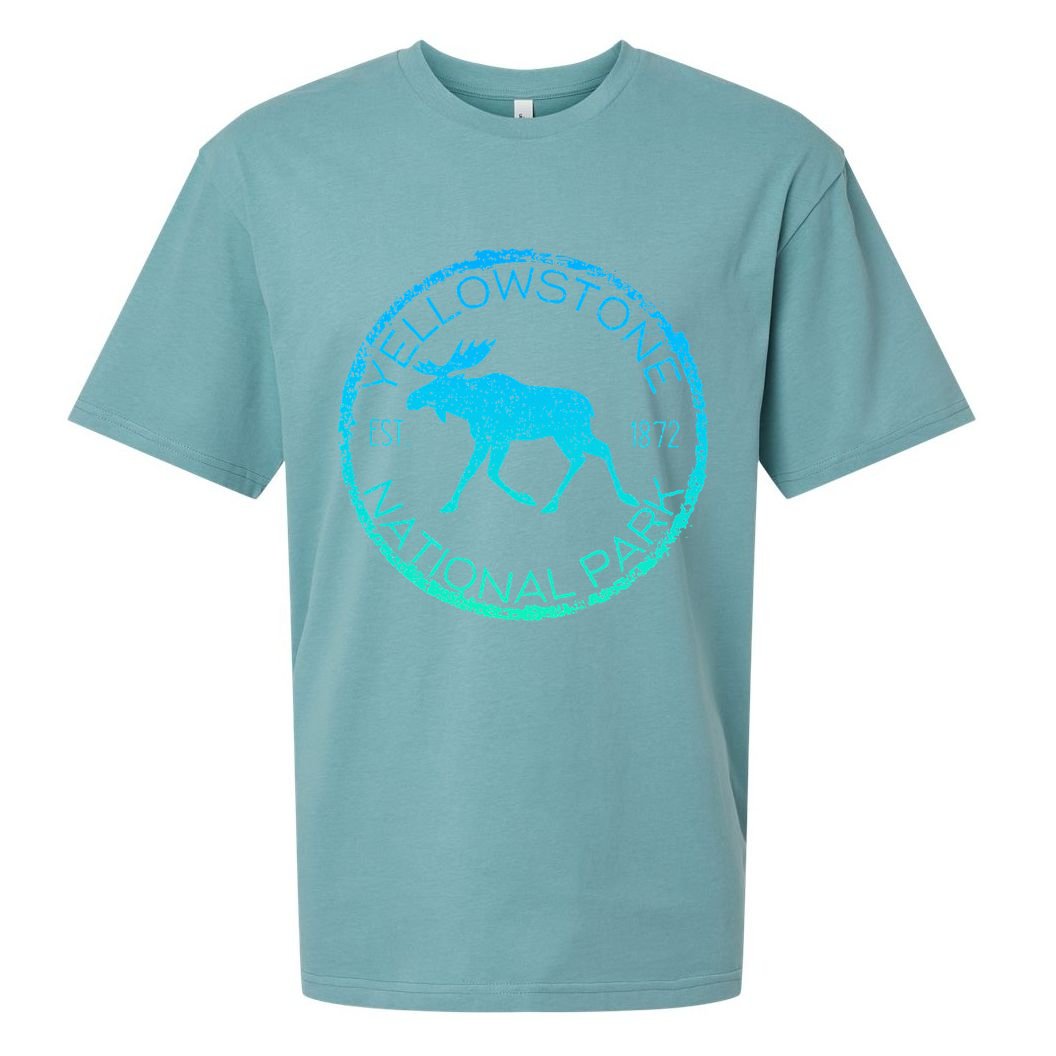 Moose Design Yellowstone National Park Souvenir HikerS Sueded Cloud Jersey T-Shirt