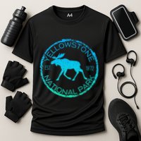 Moose Design Yellowstone National Park Souvenir HikerS Cooling Performance Crew T-Shirt